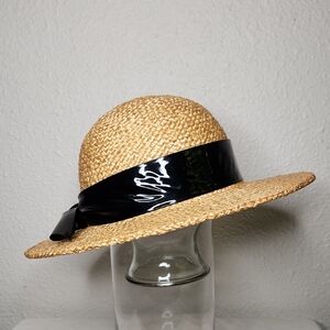 Elegant Tan Straw Hat with Black Ribbon